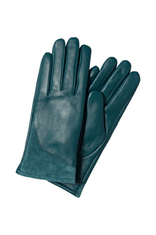Ichi Jamila Leather Gloves in Blue Spruce