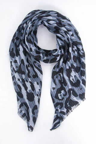MSH Janey Leopard Print Scarf with Metallic Stripe