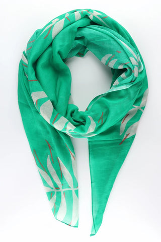 MSH Tropical Palm Leaf Print Cotton Scarf