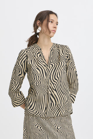 B Young Helvig Zebra Swirl Print Blouse