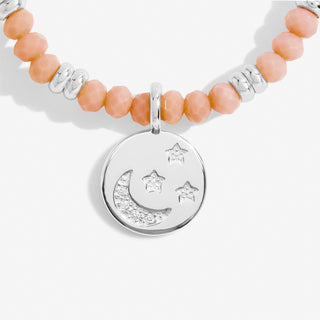 Joma Jewellery 6811 Boho Beads Moon Bracelet in Orange and Silver