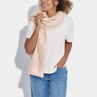 Katie Loxton Printed Blanket Scarf in Pink and Off White