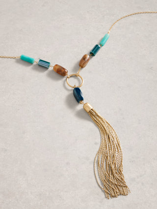 White Stuff Tassel Pendant Necklace