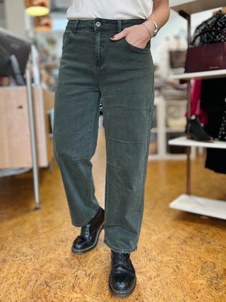 Sasa Canvas Knee Seam Barrel Leg Jeans