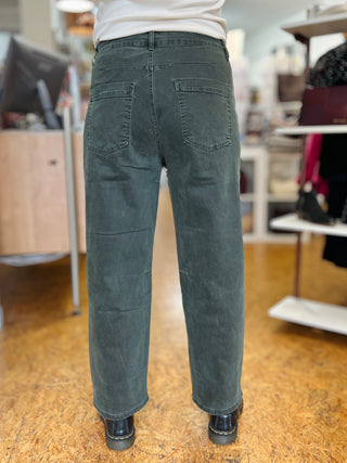 Sasa Canvas Knee Seam Barrel Leg Jeans