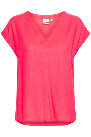 Ichi Linno Linen Blend Capped Sleeve T-Shirt