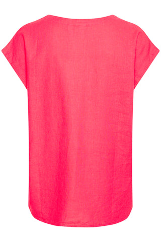Ichi Linno Linen Blend Capped Sleeve T-Shirt