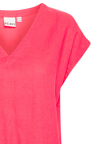 Ichi Linno Linen Blend Capped Sleeve T-Shirt