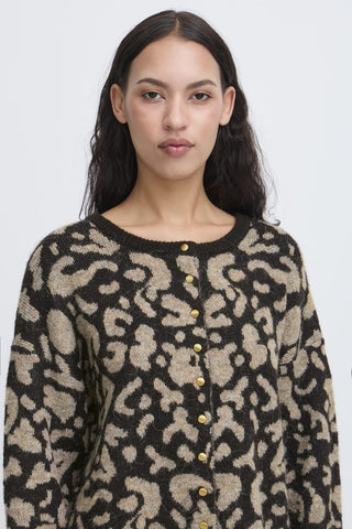 Ichi Kamara Animal Print Cardigan