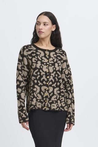 Ichi Kamara Animal Print Cardigan