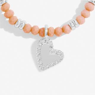 Joma Jewellery 6809 Boho Beads Heart Orange And Silver Bracelet