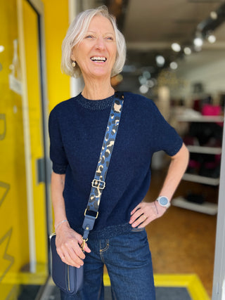 Sasa Lurex Trim Short Sleeve Alpaca Jumper