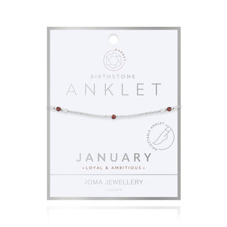 Joma Jewellery 4200 Birthstone January Garnet Anklet