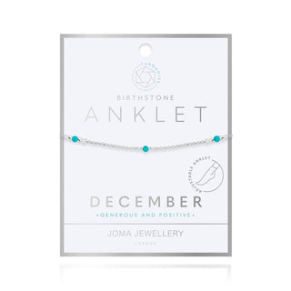 Joma Jewellery 4211 Birthstone December Turquoise Anklet