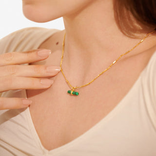 Joma Jewellery 6292 Aura Malachite Gold Bar Necklace