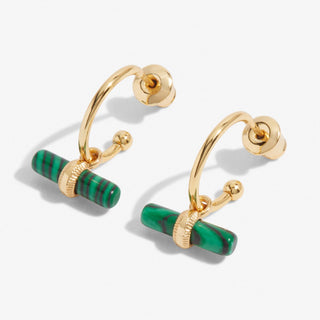 Joma Jewellery 6300 Aura Malachite Bar Hoop Earrings Gold