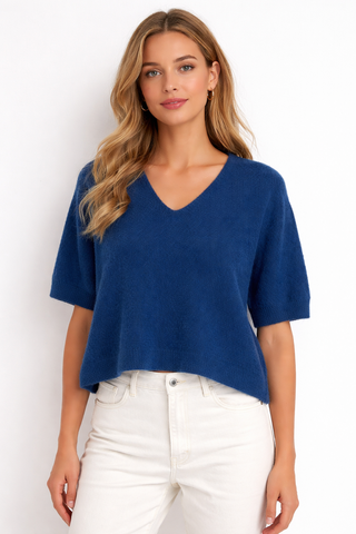 Sasa Alpaca Mix V Neck 3/4 Sleeve Jumper