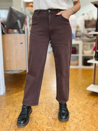 Sasa Canvas Knee Seam Barrel Leg Jeans