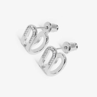 Joma Jewellery 7606 Souls Shine Pave Arc Silver Plated Huggie earrings