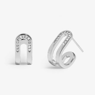 Joma Jewellery 7606 Souls Shine Pave Arc Silver Plated Huggie earrings