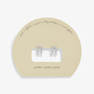 Joma Jewellery 7606 Souls Shine Pave Arc Silver Plated Huggie earrings