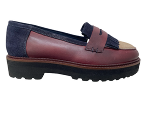 White Stuff Elva Chunky Leather Loafer in Navy Multi