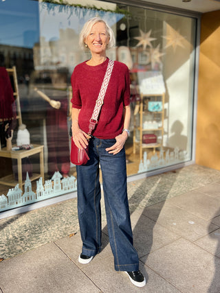 Sasa Lurex Trim Short Sleeve Alpaca Jumper