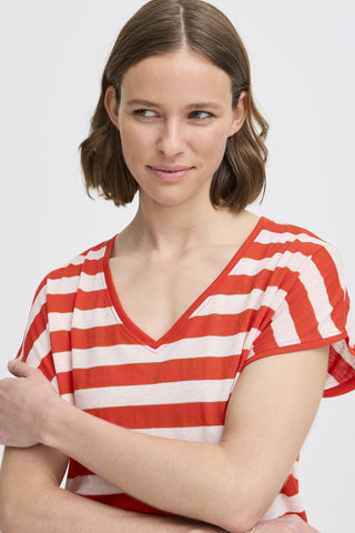B Young Santo V Neck Striped T-Shirt