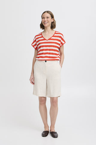 B Young Santo V Neck Striped T-Shirt