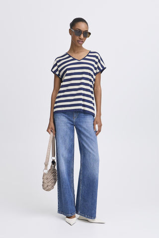B Young Santo V Neck Striped T-Shirt
