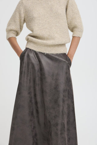 B Young Dimion Vegan Leather A Line Skirt