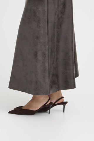 B Young Dimion Vegan Leather A Line Skirt