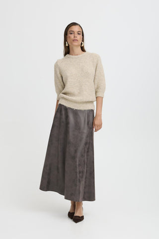 B Young Dimion Vegan Leather A Line Skirt