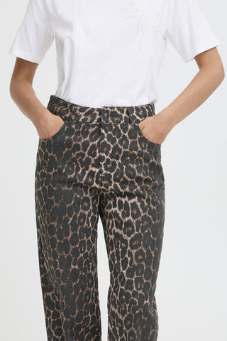 B Young Kenna High Waist Leopard Print Jeans