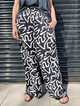 Dreams Squiggle Print Wide Leg Trousers