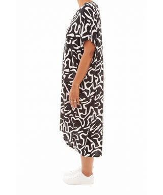 Dreams Big Squiggle Print V-Neck Dress