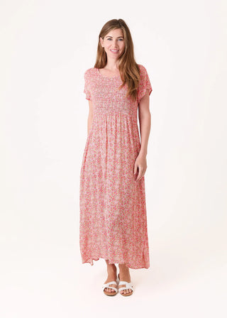 Dreams Ditsy Blossom Short Sleeve Shirring Dress