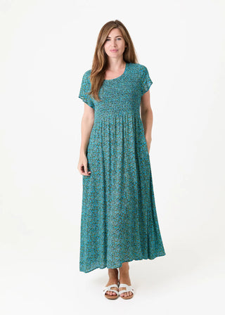 Dreams Ditsy Blossom Short Sleeve Shirring Dress