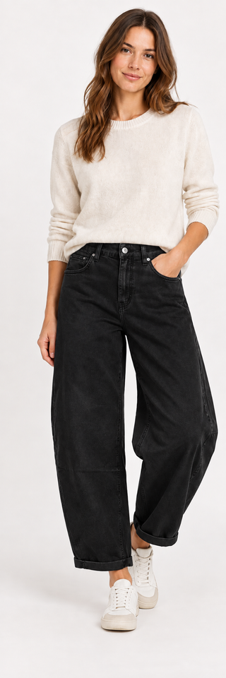 Sasa Cotton Twill Barrel Trousers