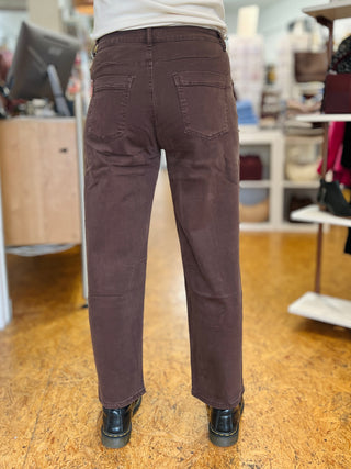 Sasa Canvas Knee Seam Barrel Leg Jeans