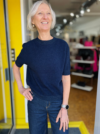 Sasa Lurex Trim Short Sleeve Alpaca Jumper