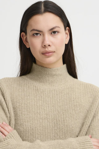 Ichi Ducie Split Back High Neck Jumper