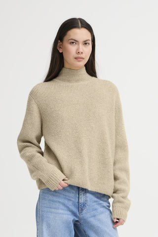 Ichi Ducie Split Back High Neck Jumper