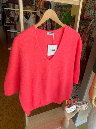 Sasa Alpaca Mix V Neck 3/4 Sleeve Jumper