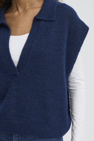 Ichi Povoke Knit Waistcoat with Collar