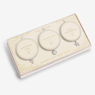 Joma Jewellery 5514 Boxed Set of 3 Bracelets Happy 21st Birthday