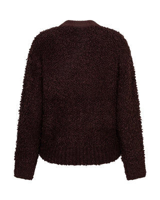 Red Button Bomber knit boucle
