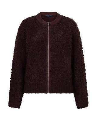 Red Button Bomber knit boucle