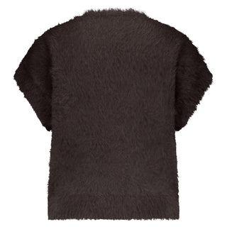 Red Button Fuzzy Waistcoat