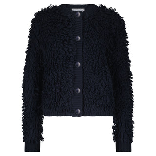Red Button Loop Knitted Cardigan